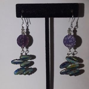 NWT Czech glass Flower earrings